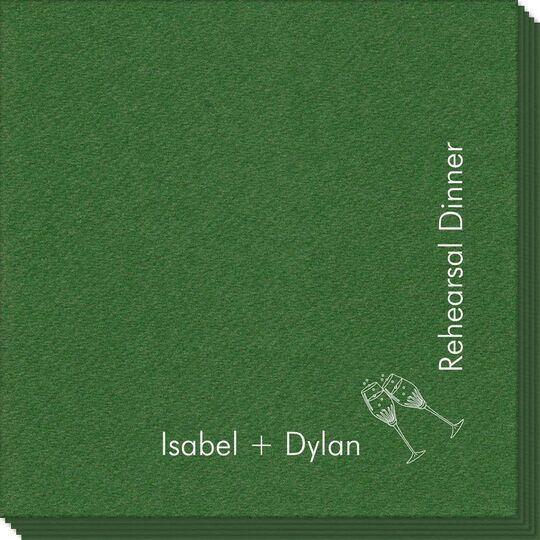 Corner Text with Champagne Glasses Design Linen Like Napkins